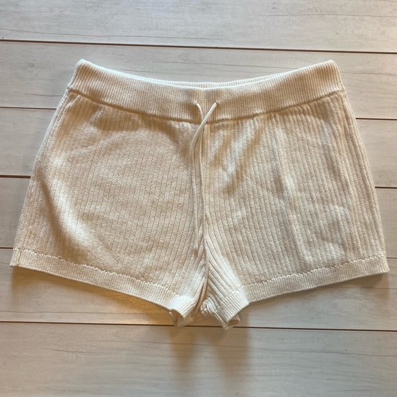 Reformation Lounge Shorts Ivory Ribbed Cort Sz X-Large - Picture 4 of 10